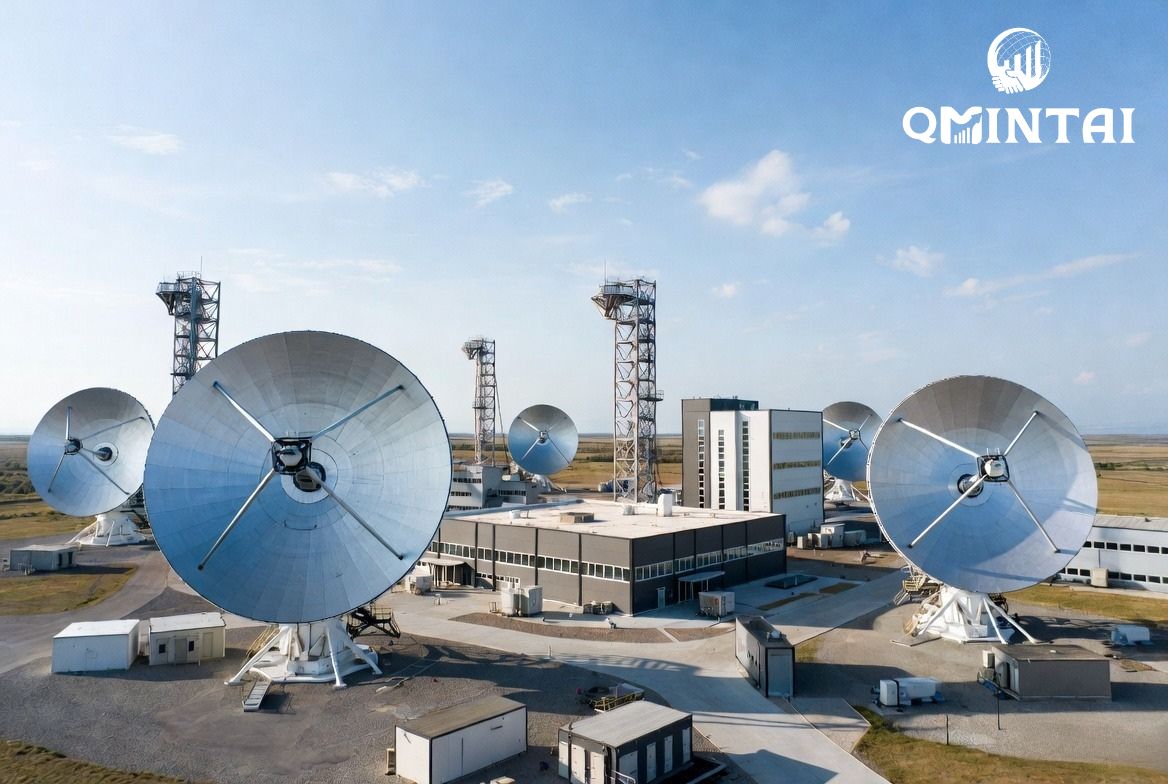 Satellite ground station with large dishes